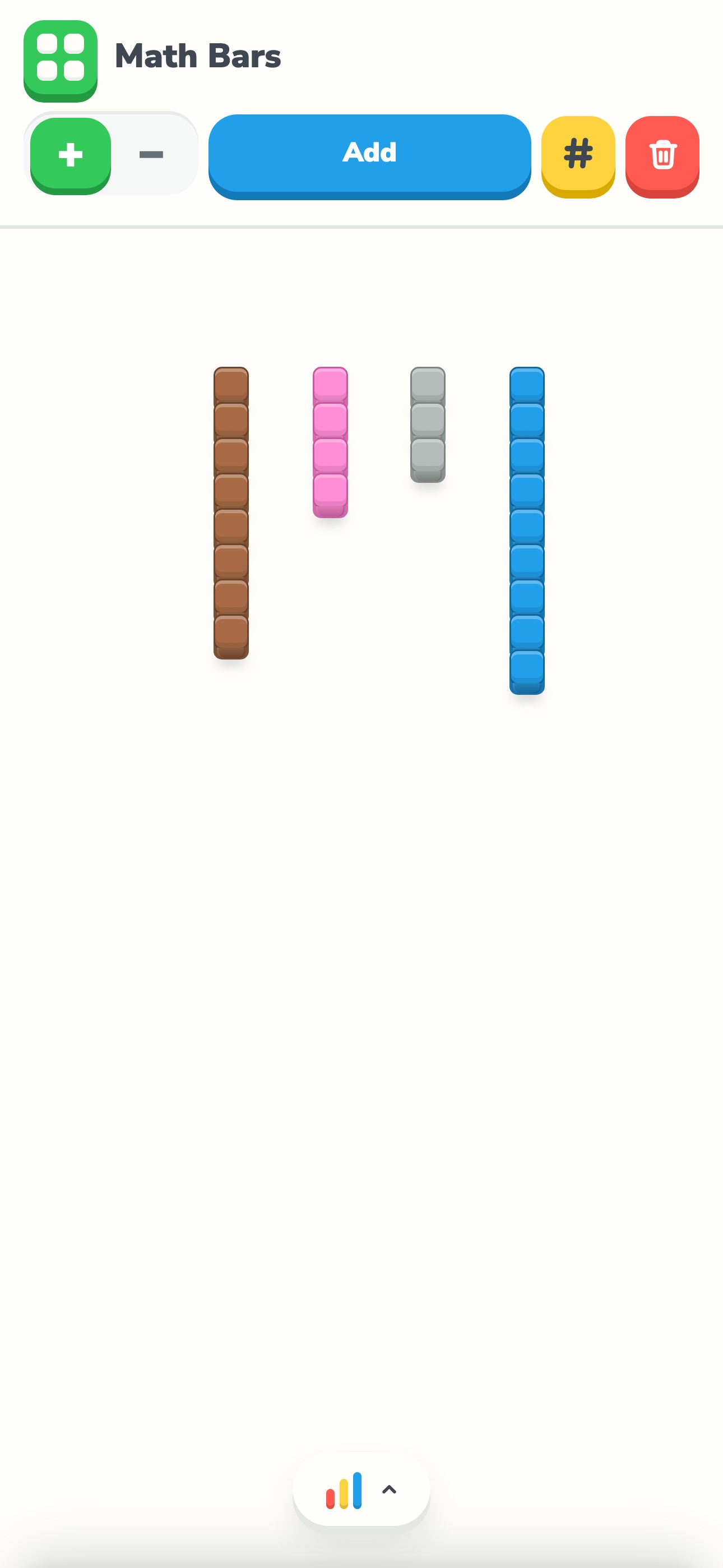 Math Bars showing proportional colored rods for comparing quantities.